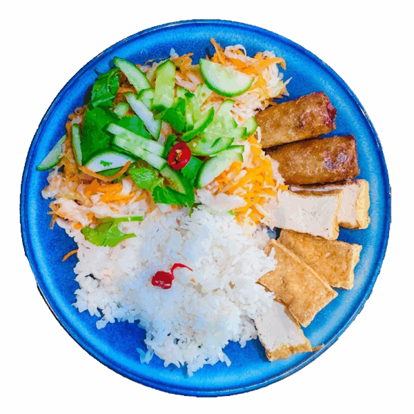 Tofu & Vege Spring Roll Rice Bowl